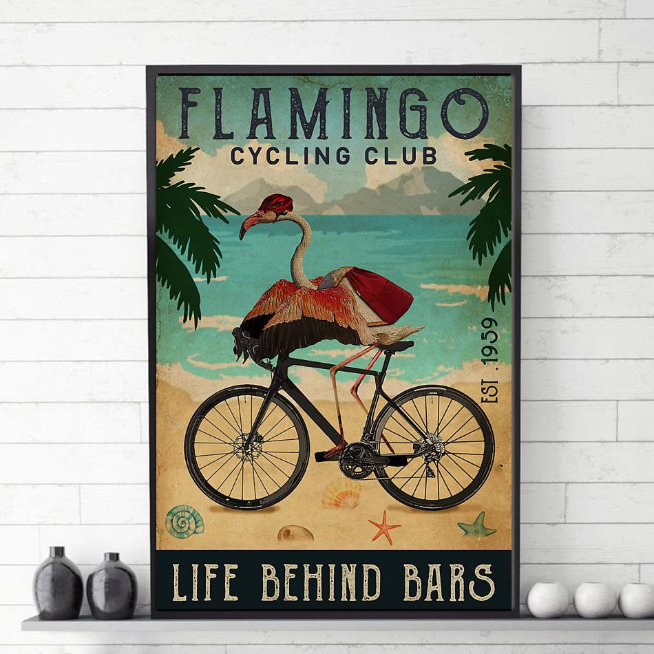 flamingos behind bars