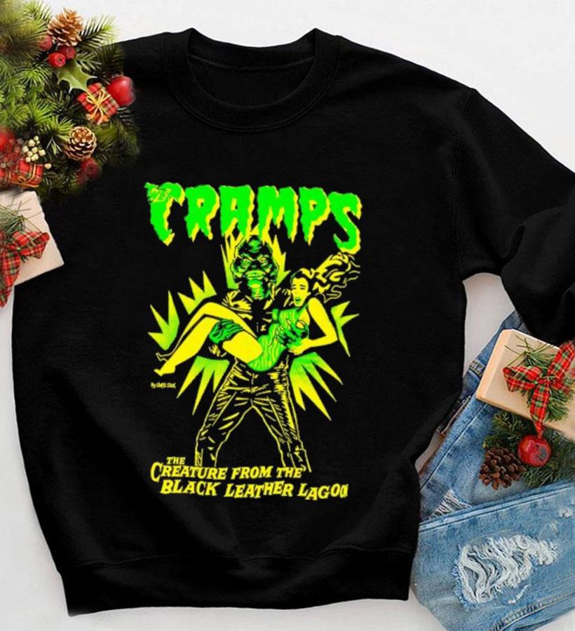 Cramps creature from black leather lagoon horror halloween t-shirt