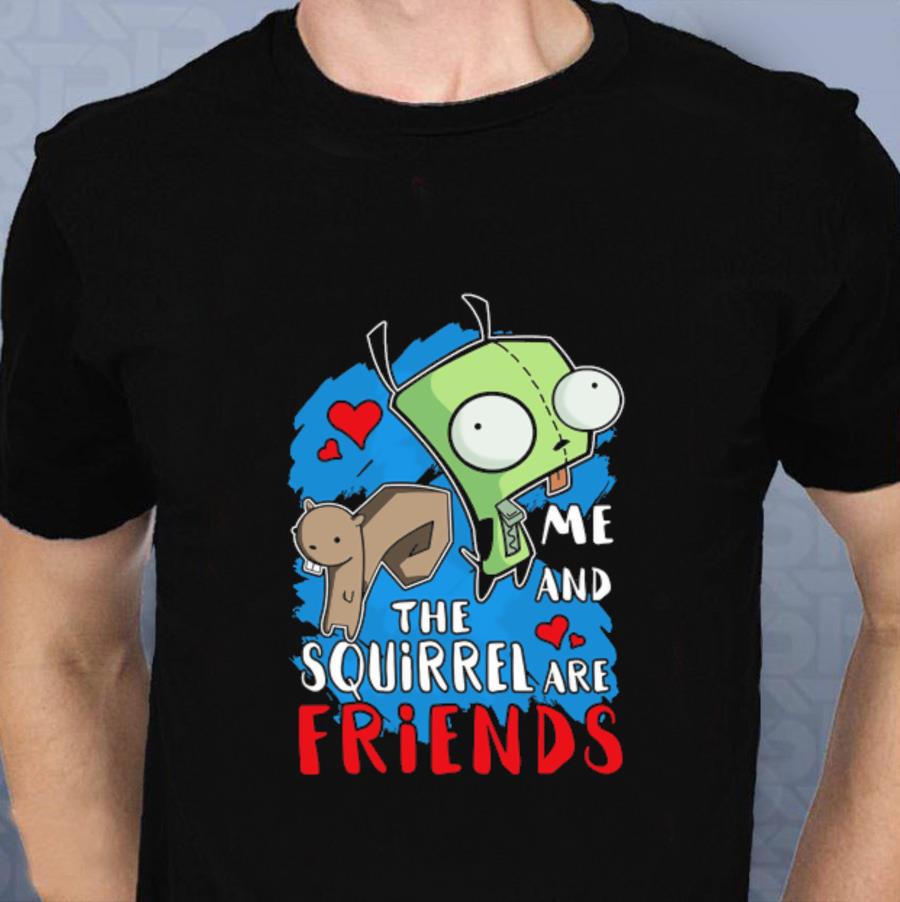 Friends Squirrel and Gir Invader Zim Alien funny cartoon t-shirt - Limotees