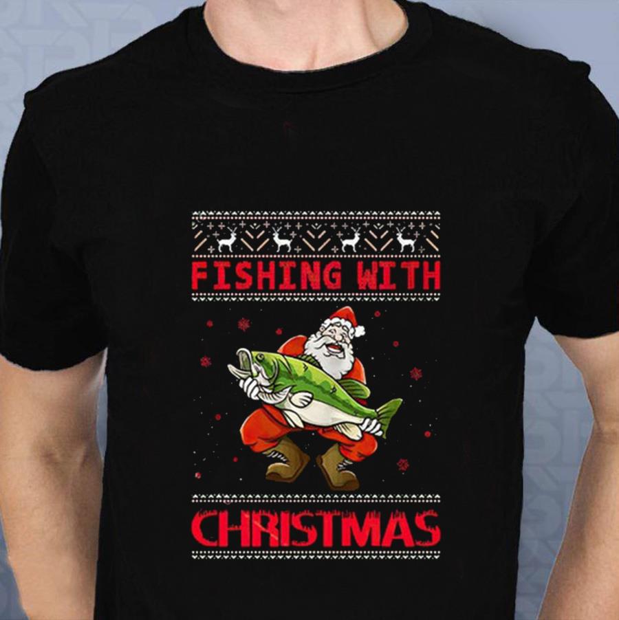 Santa fishing with Christmas ugly t-shirt - Limotees