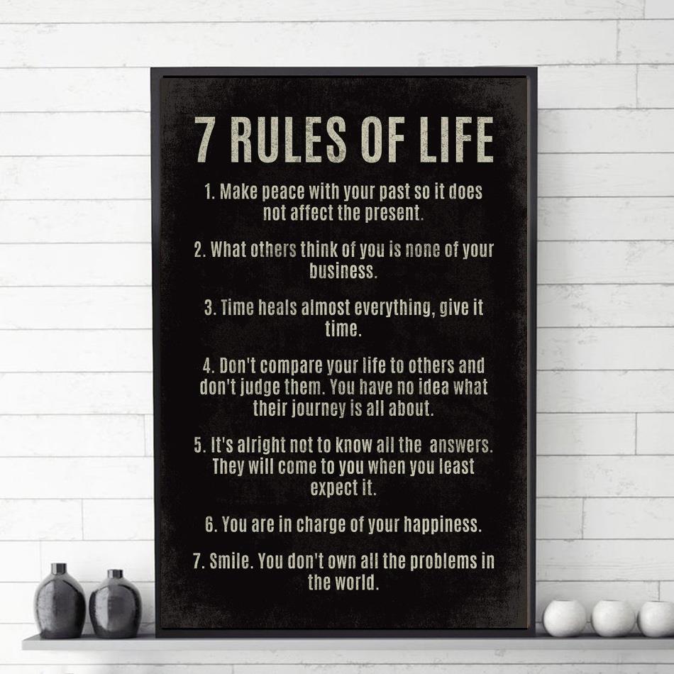 7 Rules of Life motivational poster canvas