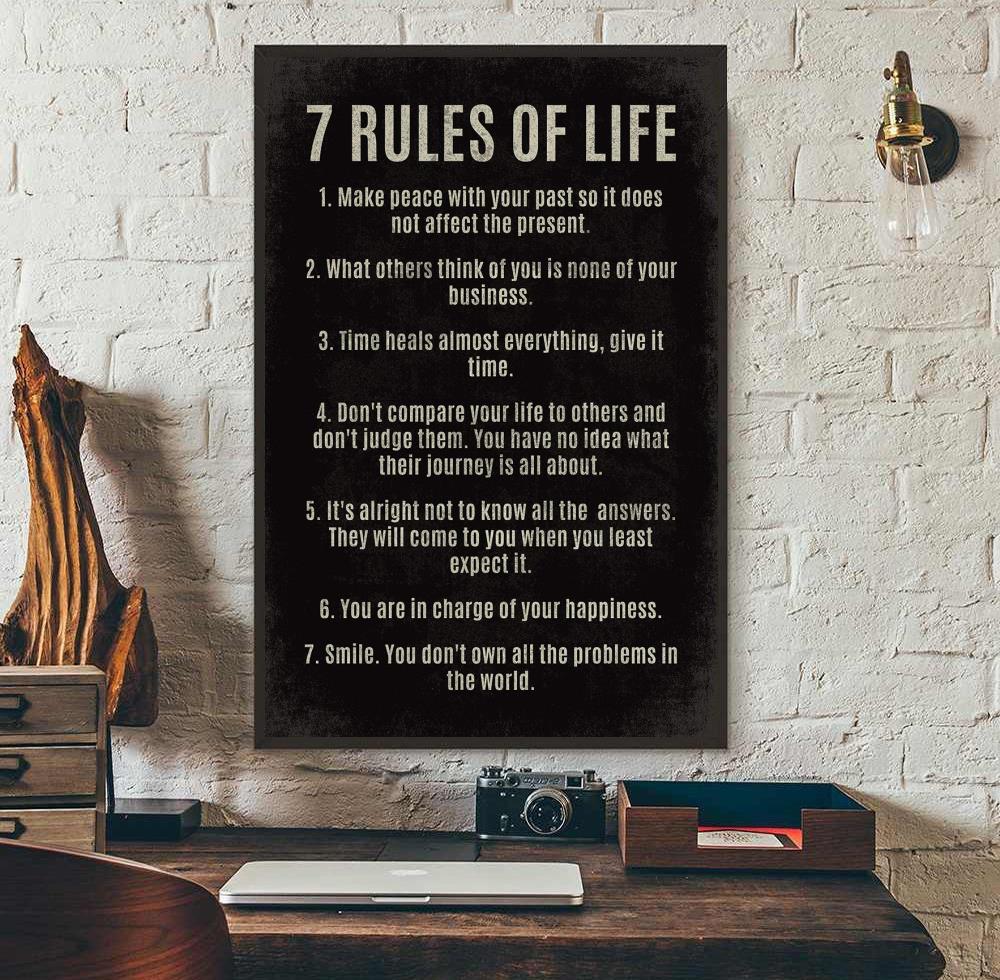 7 Rules of Life motivational poster canvas