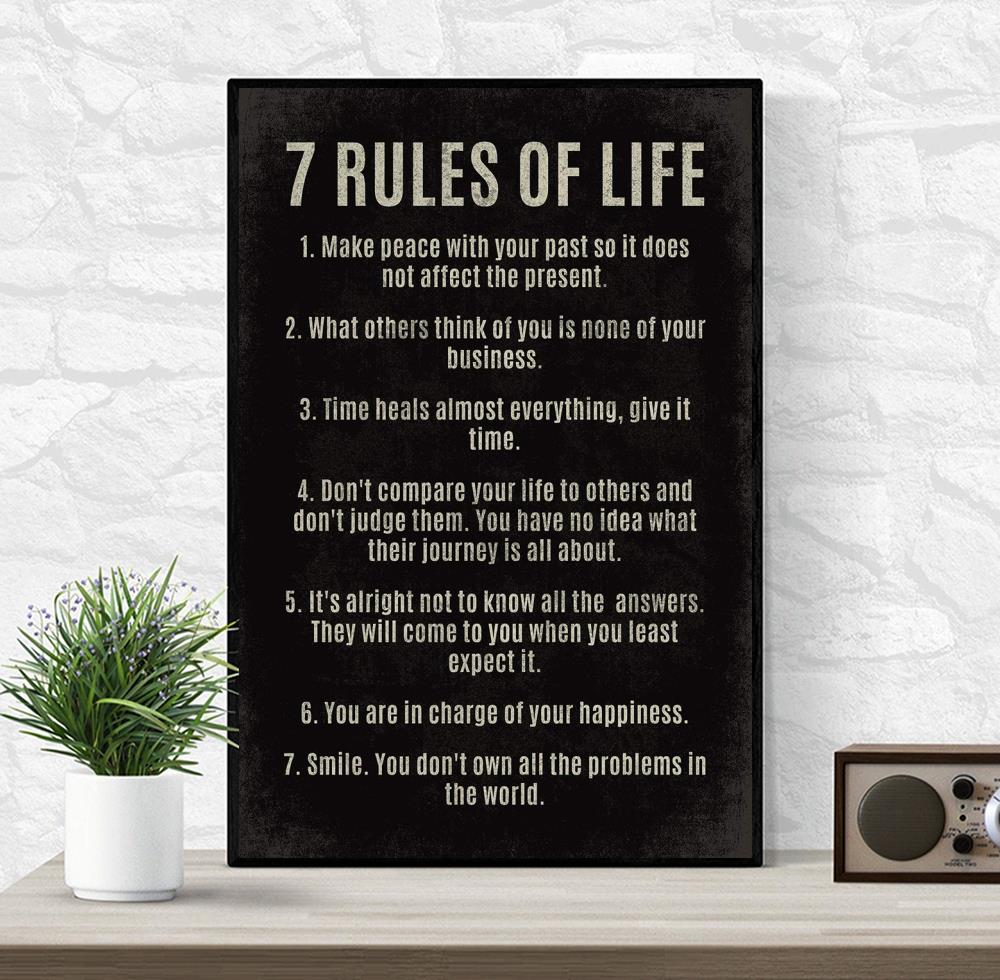 7 Rules of Life motivational poster canvas