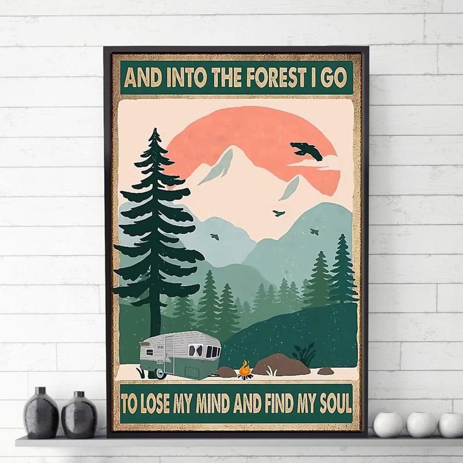 Antagonist Inwoner Merchandising Retro camping into the forest I go to lose mind and find soul poster canvas