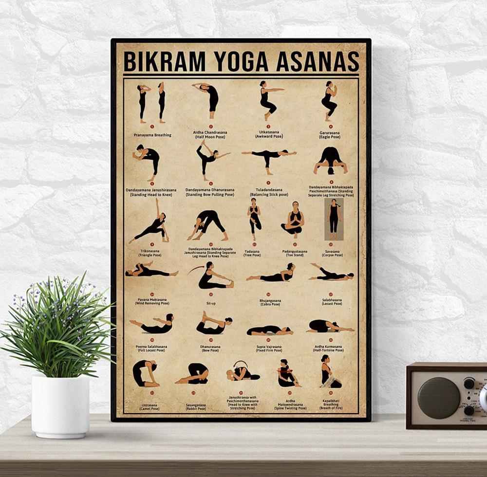 bikram yoga asanas guide poster canvas wrapped canvas