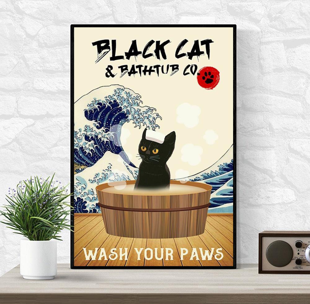 Black Cat Stretching Washi