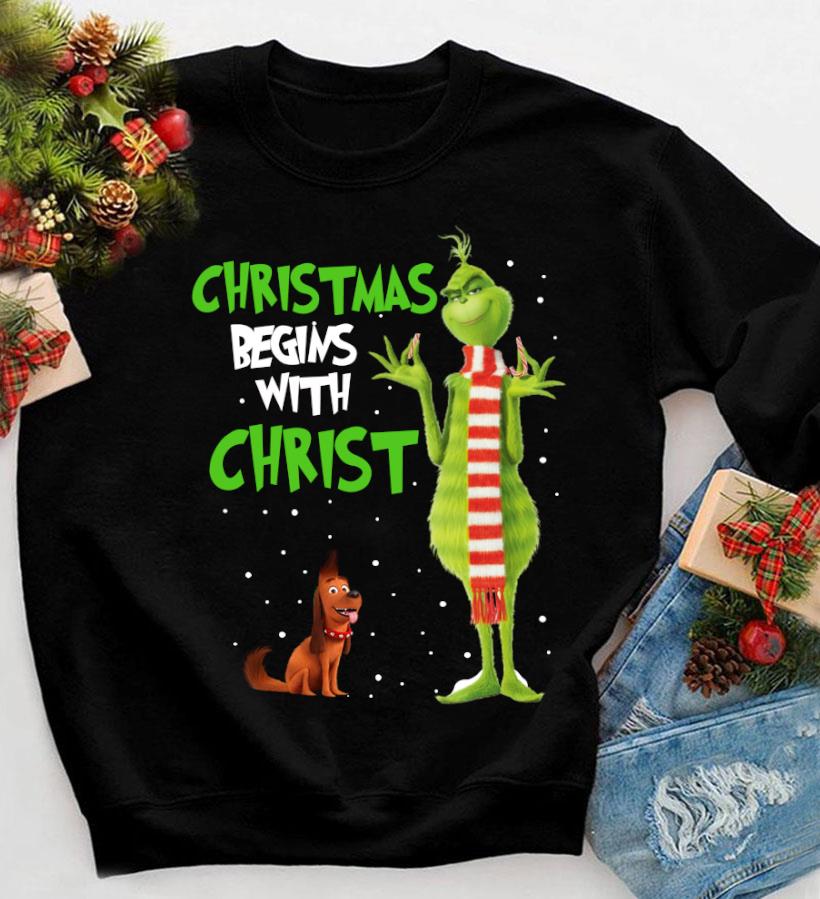 christmas begins with christ t shirt