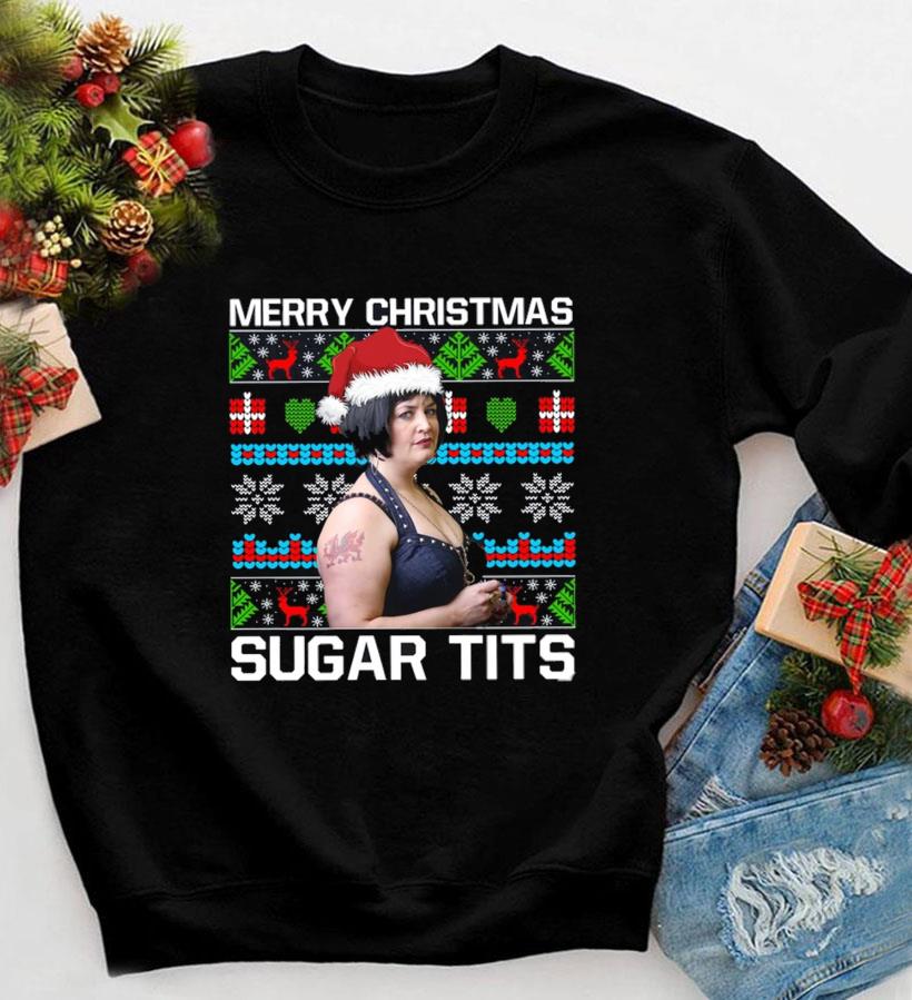 Nessa Jenkins Merry Christmas sugar tits ugly Christmas t-shirt