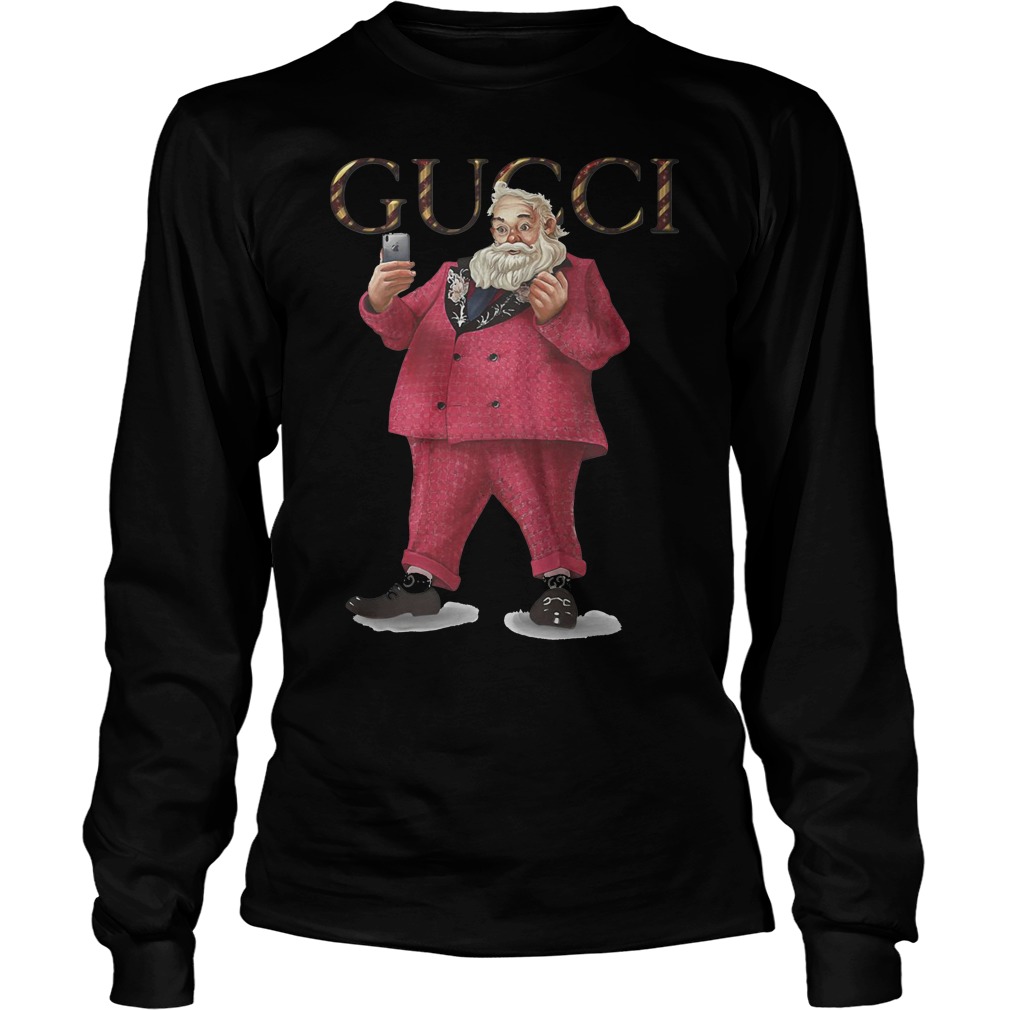 Santa Claus selfie Gucci shirt, ladies 