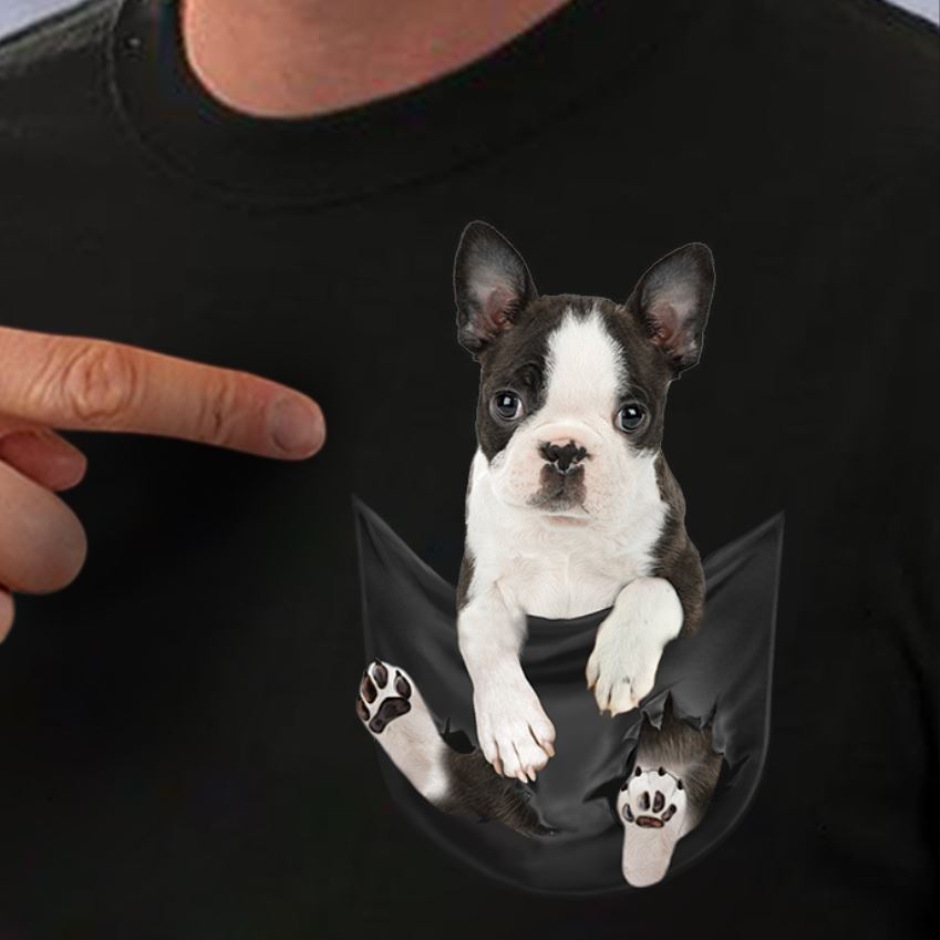 boston terrier pocket t shirt