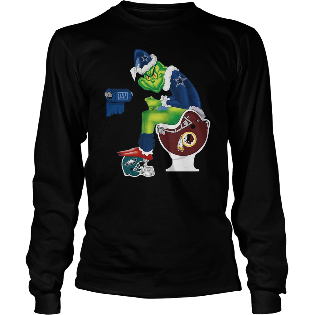 Philadelphia Eagles Grinch Sitting On Washington Redskins Toilet And Dallas  Cowboys Helmet With New York Giants Paper shirt, hoodie, sweater, long  sleeve and tank top