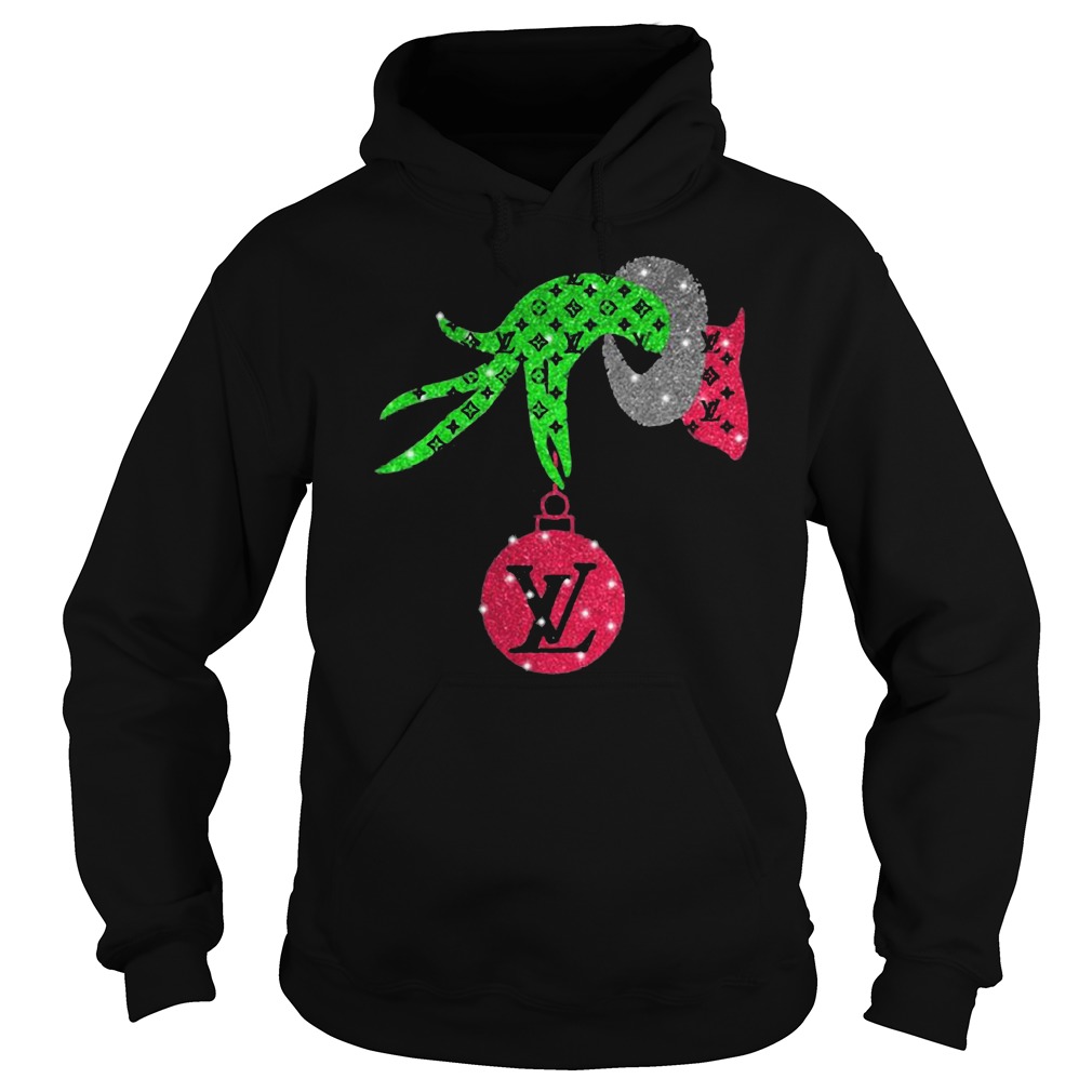 Grinch hand holding Louis Vuitton Ornament shirt, sweater, hoodie