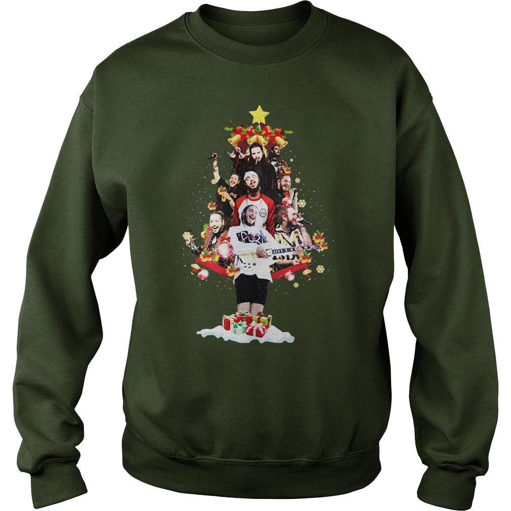 Post Malone Christmas tree shirt ladies shirt hoodie and sweater