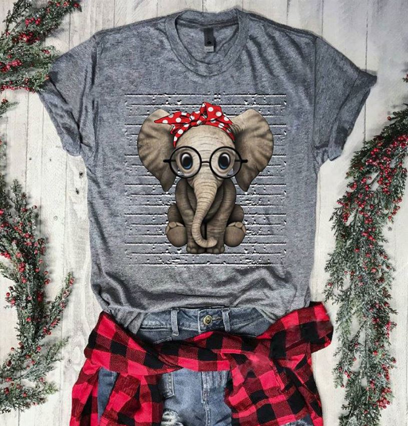 Elephant with bandana headband and glasses shirt, guys shirt, hoodie