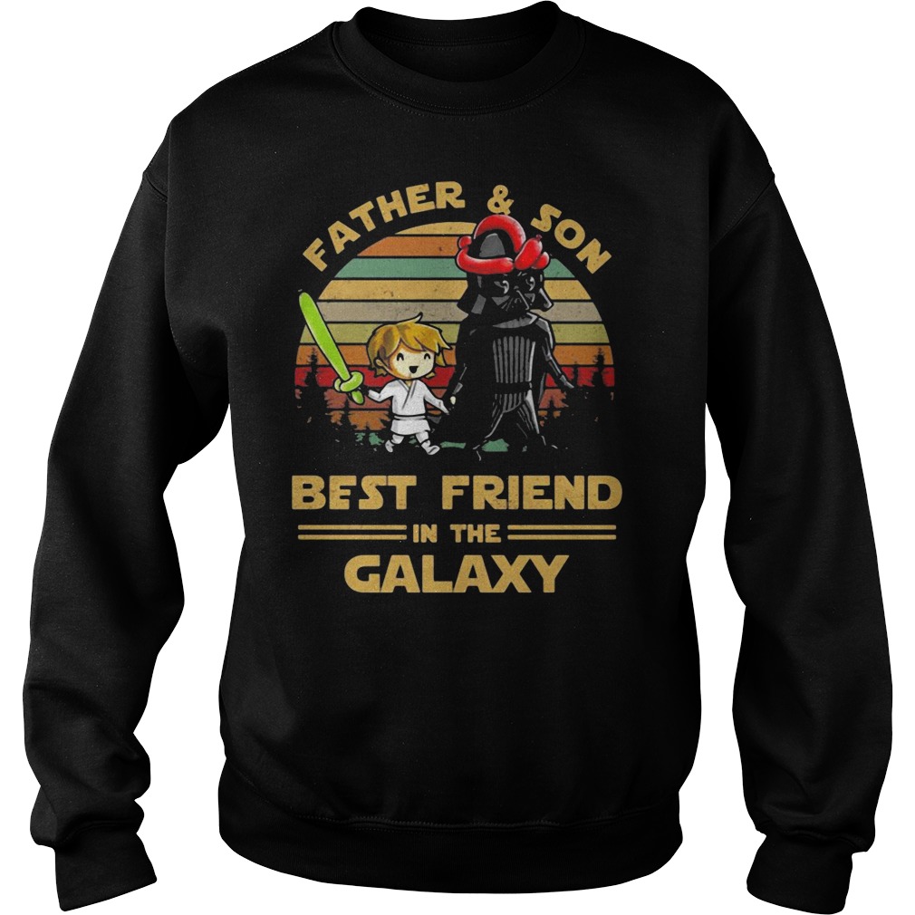 Darth Vader and Luke father and son best friends in Galaxy sunset
