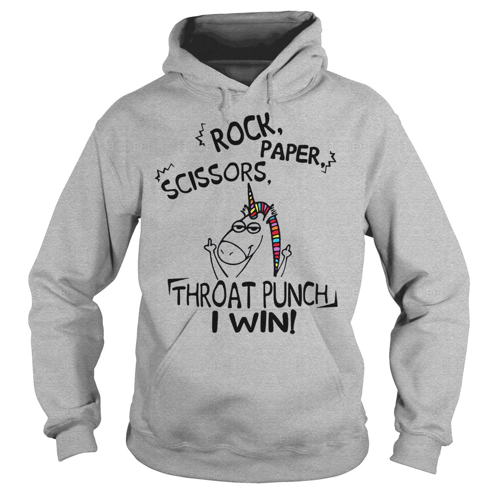 Unicorn rock paper scissors throat punch I win shirt