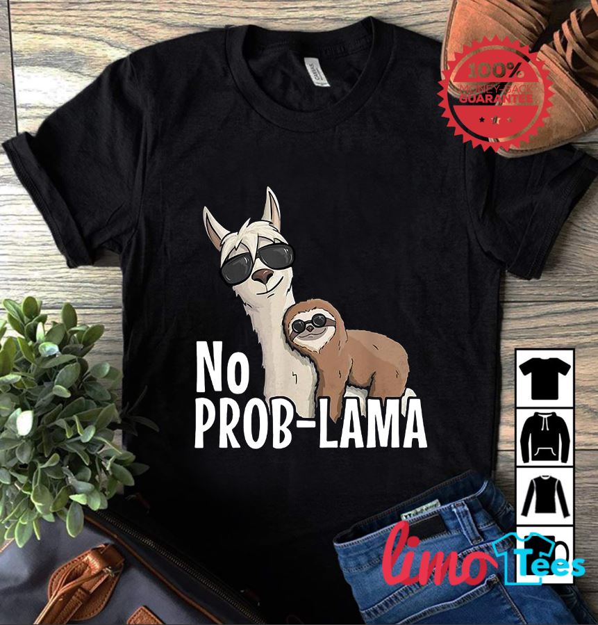 Verslaafde surfen West Sloth riding Llama no prob Lama t-shirt, ladies t-shirt, hoodie, sweater