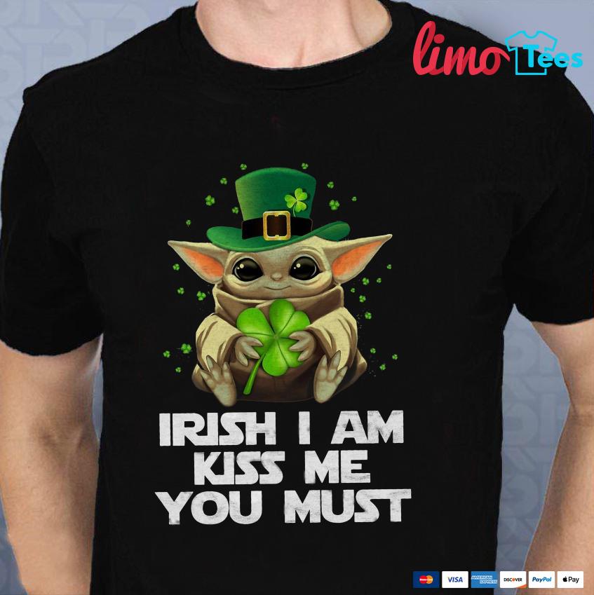 Unisex Shirt Baby Yoda St Patrick Day The Mandalorian with death Cute Baby Yoda Irish I am Kiss me You must Shirt