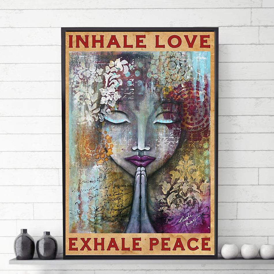 Yoga girl inhale love exhale peace poster vetical poster