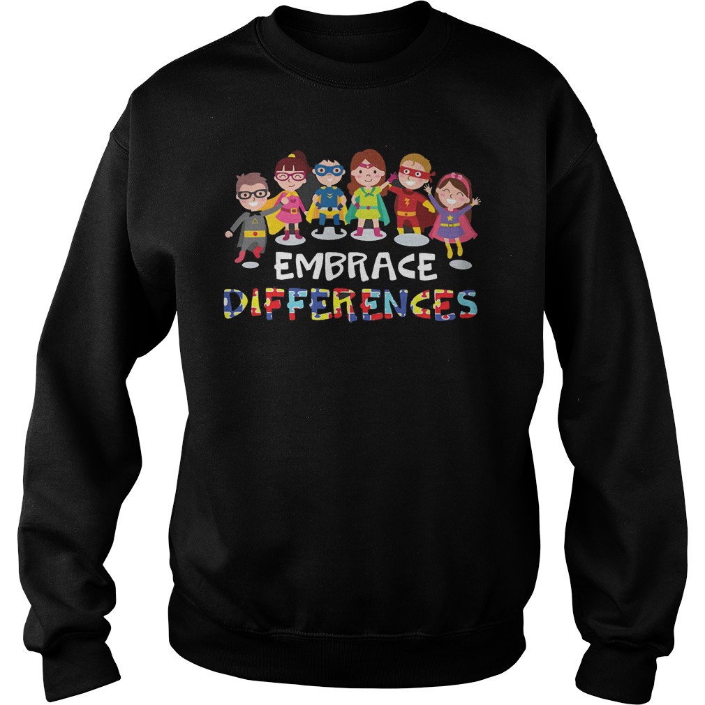 Embrace Differences Autism Awareness Superhero Kids T Shirt Embrace Differences Autism Awareness Superhero Kids T Shirt