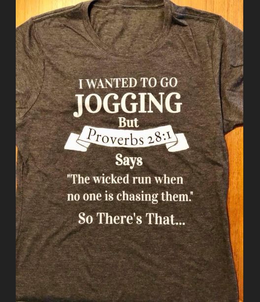 I wanted to go jogging but proverbs 28 1 says the wicked run when no ...