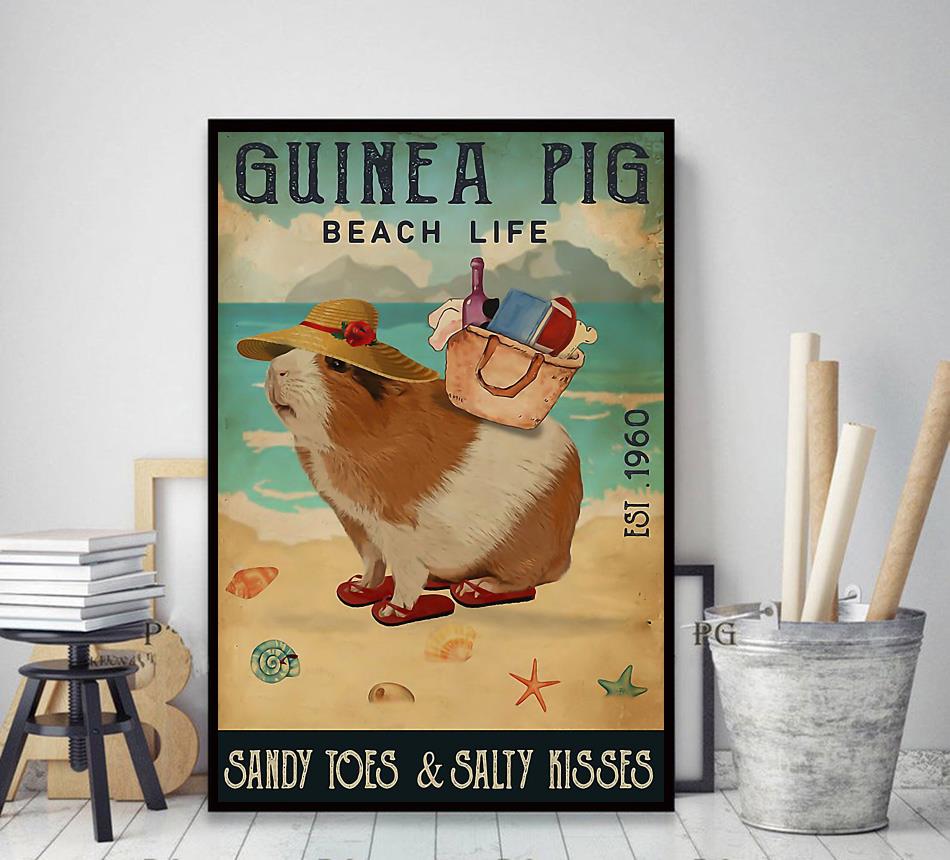 Guinea Pig beach life sandy toes and salty kisses poster canvas