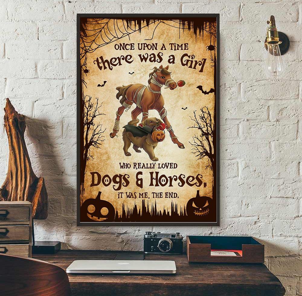 There was a girl who really loved dogs and horses Halloween poster wall art